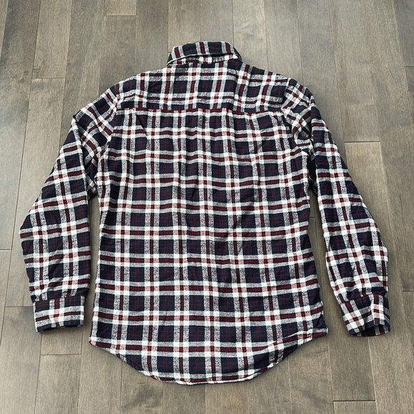 BRODY Men's Button Up Long Sleeve Collar Shirt, Pearl Snap, Navy Burgundy - Picture 6 of 13